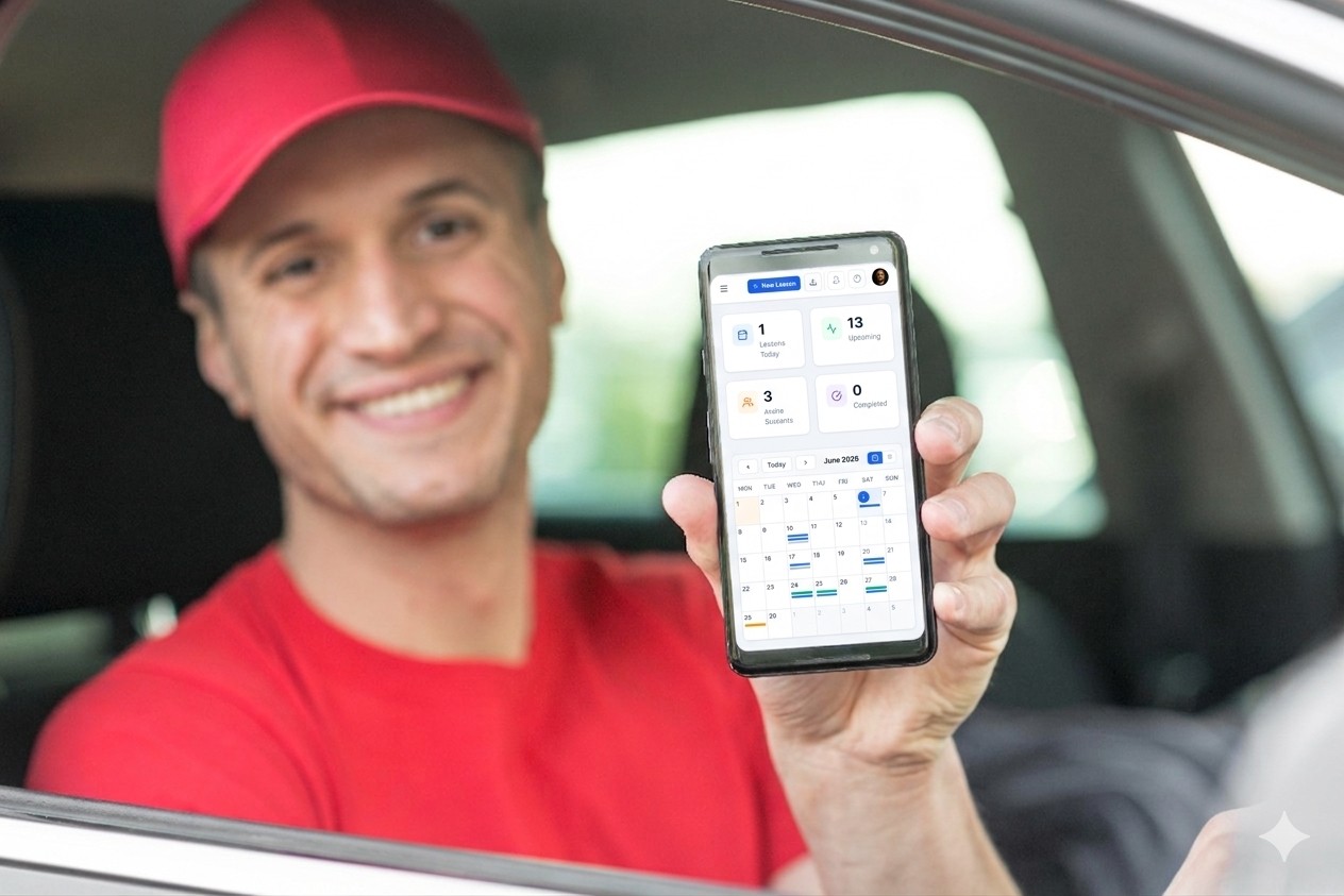 Driving instructor on the road in Ireland
